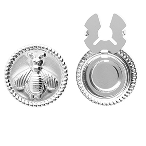 Stainless Steel - Rostfrei Stahl Knopfabdeckung Round with Bee Silver
