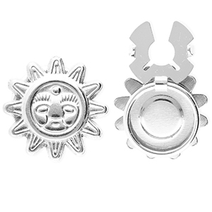 Stainless Steel - Rostfrei Stahl Knopfabdeckung Sun with face Silver