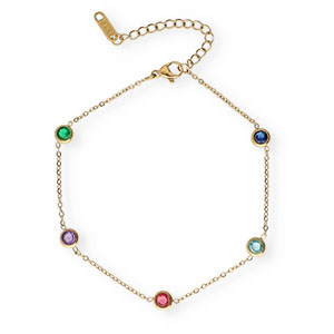 Stainless Steel - Rostfrei Stahl Fussketten Crystal Gold