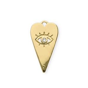 TQ Metall Brass Anh&auml;nger Herz Auge der Vorsehung Strass Gold