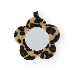 Statement-Anh&auml;nger Spiegel Flower with Leopard Print Beige-dark brown-black