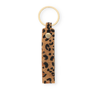 Lederen-Schl&uuml;sselanh&auml;nger with Leopard Print Tan brown-black-gold