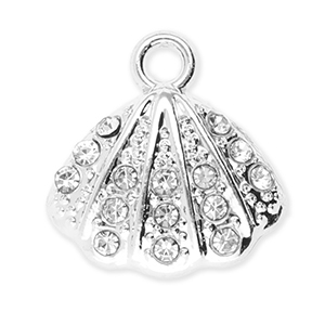 Anh&auml;nger Metall Shell with Strass Silver-transparent