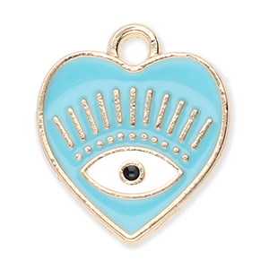 Anh&auml;nger Metall Heart Eye of Providence Gold-blue-white