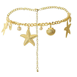 Bauchkettchen Sea Life with Imitation Pearls Gold-white