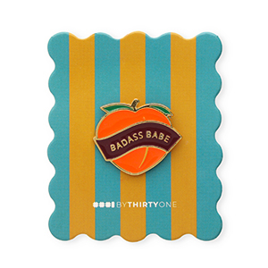 BY31&reg; Zierkarte mit Anstecker "Badass babe" Teal blue-burnt orange-salmon pink-bordeaux-gold