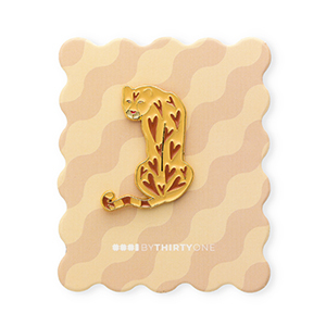 BY31&reg; Zierkarte mit Anstecker Leopard Beige-brown-red-gold
