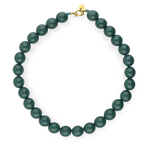 BY31&reg; Kette auf 16 mm Acrylperlen shiny Mediterranea green 19-4517 TCX-gold