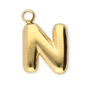 Anh&auml;nger aus Stainless Steel - Rostfreiem StahlBuchstaben N Gold