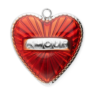 Anh&auml;nger aus Stainless Steel - Rostfreiem Stahl Heart Silver-red