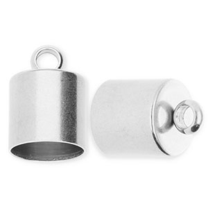 Zubeh&ouml;r aus Stainless Steel - Rostfreiem Stahl Anh&auml;nger Endkappen &Oslash;10 mm mit &Ouml;se Silver