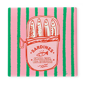 BY31&reg; Deko-Fliese "Sardines. Small fish, big attitude" Pink-red-green-white