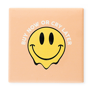 BY31&reg; Deko-Fliese "Buy now or cry later" Apricot-yellow-black-white