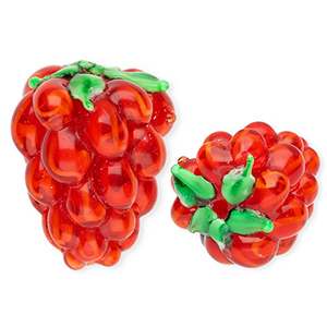Glasperlen Handgefertigt Raspberry Red-green
