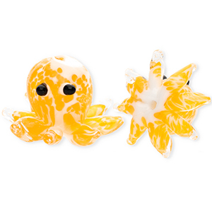 Glasperlen Handgefertigt Octopus Light orange-white
