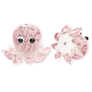 Glasperlen Handgefertigt Octopus Mauve-white