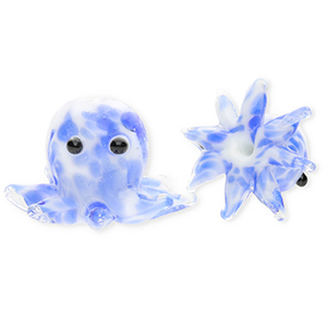 Glasperlen Handgefertigt Octopus Blue-white