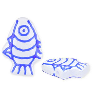 Glasperlen Handgefertigt Fish White-dark blue