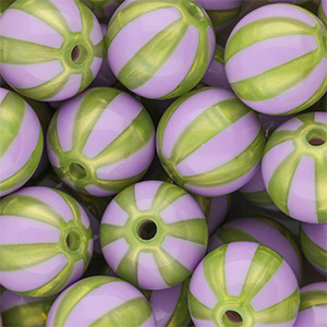 16 mm DQ&reg; Perlen aus Acryl mit Streifen Purple-olive green