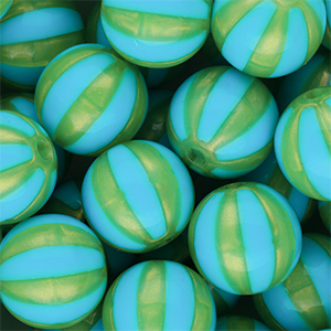 16 mm DQ&reg; Perlen aus Acryl mit Streifen Blue-green