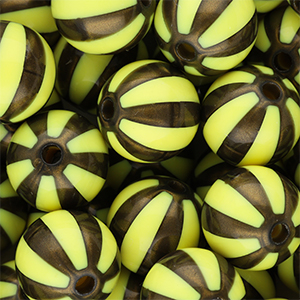 16 mm DQ&reg; Perlen aus Acryl mit Streifen Yellow-golden brown