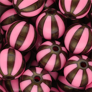 16 mm DQ&reg; Perlen aus Acryl mit Streifen Pink-golden brown