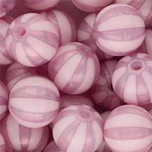 16 mm DQ&reg; Perlen aus Acryl mit Streifen Vintage pink