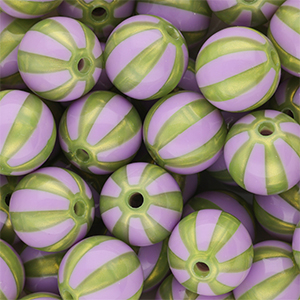 12 mm DQ&reg; Perlen aus Acryl mit Streifen Purple-olive green