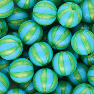 12 mm DQ&reg; Perlen aus Acryl mit Streifen Blue-green