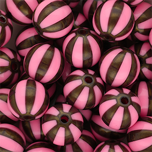 12 mm DQ&reg; Perlen aus Acryl mit Streifen Pink-golden brown