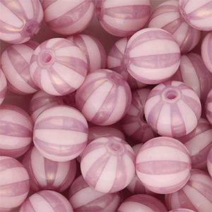 12 mm DQ&reg; Perlen aus Acryl mit Streifen Vintage pink
