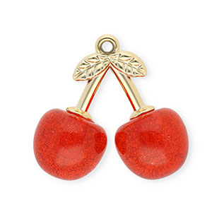 Anh&auml;nger Acryl Cherries Gold-red glitter