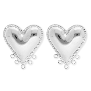 BY31&reg; Zubeh&ouml;r aus Stainless Steel - Rostfreiem Stahl Ohrringe&nbsp;/&nbsp;Ohrstecker Heart with 5 Loops Silver