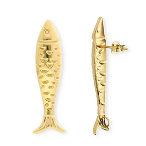 BY31&reg; Zubeh&ouml;r aus Stainless Steel - Rostfreiem Stahl Ohrringe&nbsp;/&nbsp;Ohrstecker Fish with Loop Gold