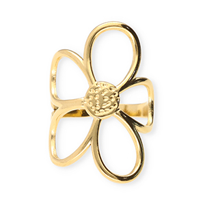 Stainless Steel - Rostfrei Stahl Ringe Flower Gold