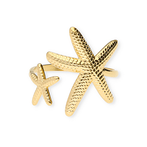 Stainless Steel - Rostfrei Stahl Ringe Starfish Gold