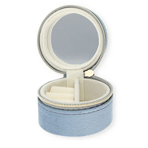 Schmuckschatulle f&uuml;r die Reise mit Spiegelchen Round Grey blue