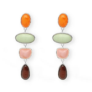 Musthave Ohrringe&nbsp;/&nbsp;Ohrstecker mit Rostfrei Stahl-Stecker Silver-warm orange-green-pink-brown