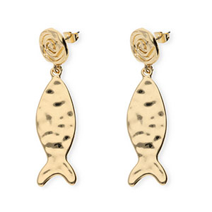 Musthave Ohrringe&nbsp;/&nbsp;Ohrstecker Spiral & Fish mit Rostfrei Stahl-Stecker Gold