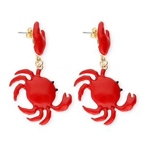 Musthave Ohrringe&nbsp;/&nbsp;Ohrstecker Enamel Crab mit Rostfrei Stahl-Stecker Gold-red