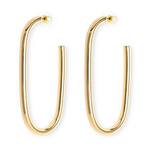 Statement-Ohrringe&nbsp;/&nbsp;Ohrstecker Oval mit Rostfrei Stahl-Stecker Gold