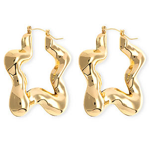 Statement-Ohrringe&nbsp;/&nbsp;Creolen Star mit Rostfrei Stahl-Stecker Gold