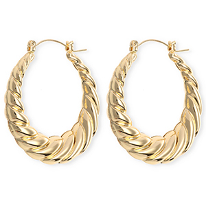 Statement-Ohrringe&nbsp;/&nbsp;Creolen Twisted mit Rostfrei Stahl-Stecker Gold