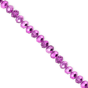 Facetten Top Glas Perlen 4x3&nbsp;mm Rondellen Orchid purple-pearl shine coating