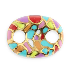 Zubeh&ouml;r aus Stainless Steel - Rostfreiem Stahl Connector Oval with Mosaic Gold-multicolour