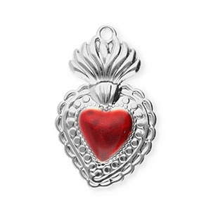 Anh&auml;nger aus Stainless Steel - Rostfreiem Stahl Heart Silver-red