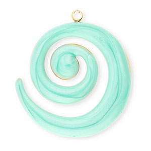 Anh&auml;nger aus Stainless Steel - Rostfreiem Stahl Spiral Gold-mint green marble