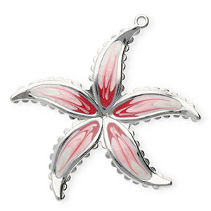 Anh&auml;nger aus Stainless Steel - Rostfreiem Stahl Flower Silver-pearl white-pink-cherry pink