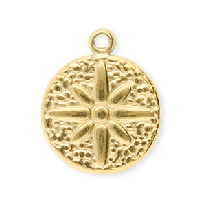 Anh&auml;nger aus Stainless Steel - Rostfreiem Stahl Round with Flower Gold