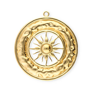 Anh&auml;nger aus Stainless Steel - Rostfreiem Stahl Circle with Sun Gold